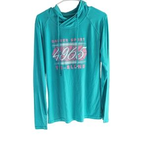 Badger Sport Women's Teal Long Sleeve Hooded Tshirt Size Medium C40